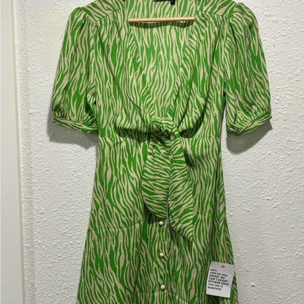 ASOS Petite Green and White Zebra Mini Dress